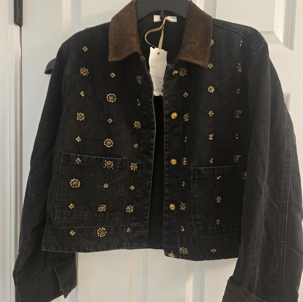 Embroidered Black Denim Jacket